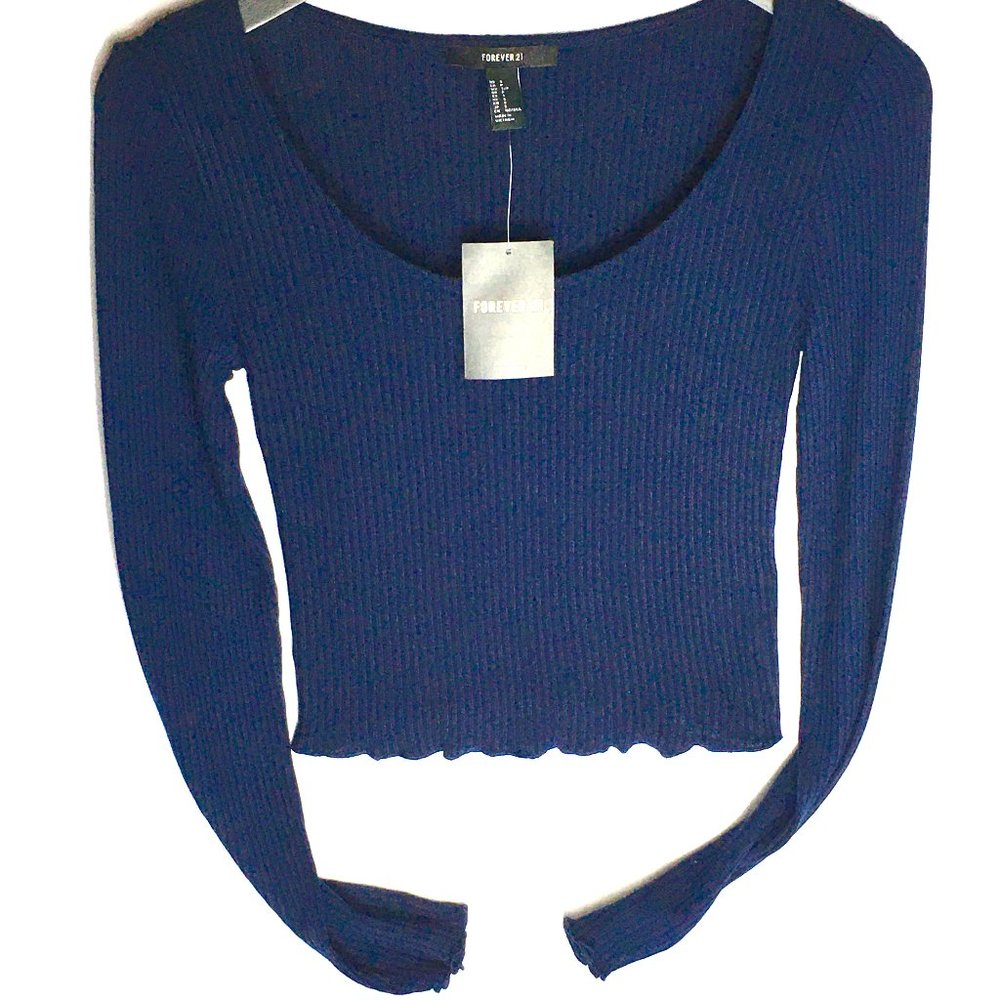 F21 NWT Thin Navy Knit Low Cut Top.